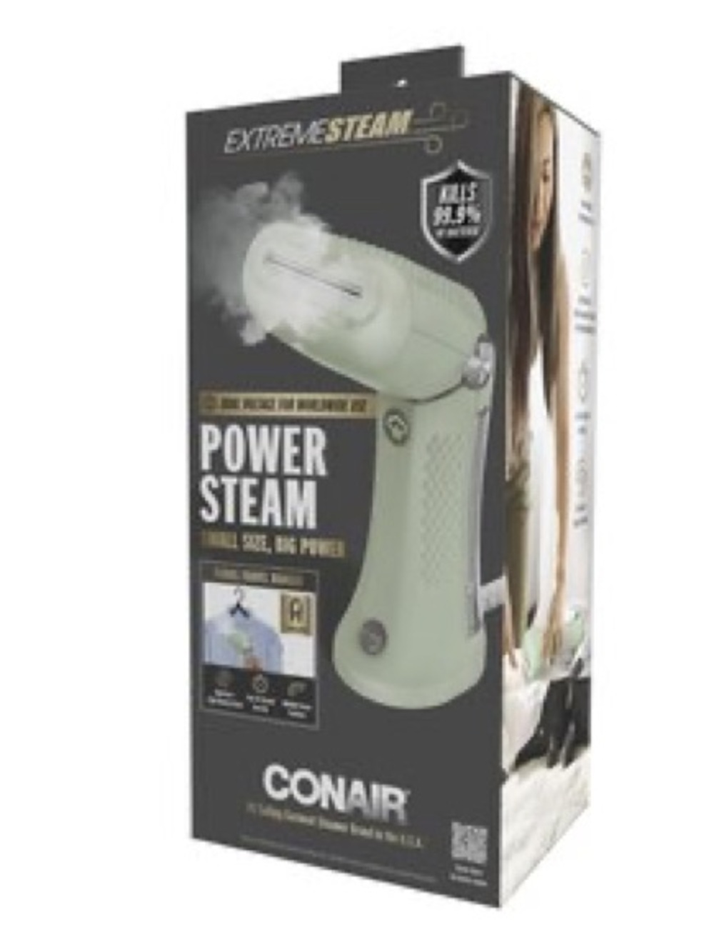 Conair Power Steam Travel Dual Voltage Garment Steamer Dewrinkle & Kill Bacteria